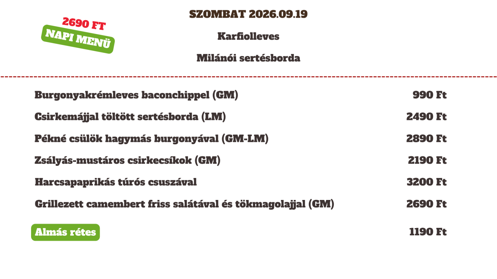 2026.09.19 Szombat 2026.09.19 Szombat